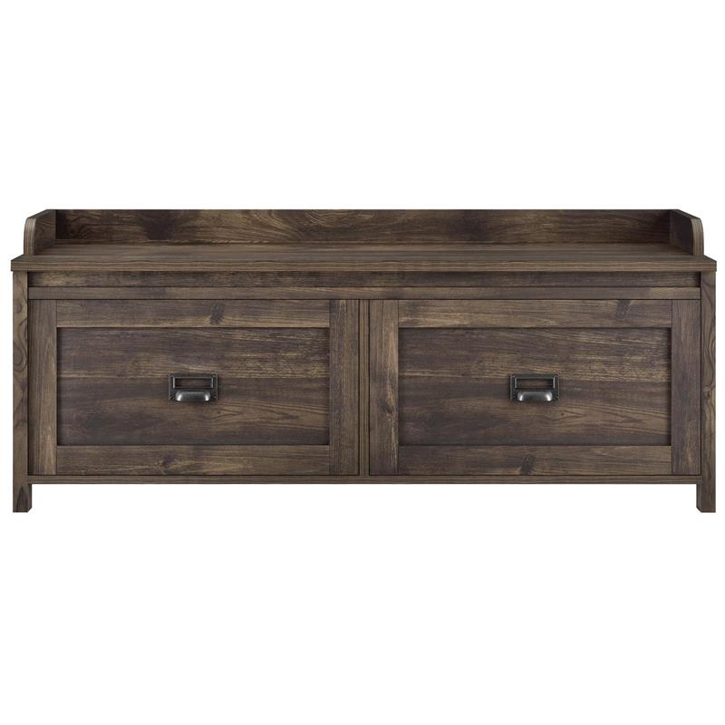 Pemberly Row Contemporary Entryway Storage Bench in Rustic