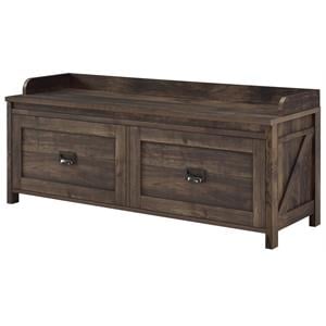 Pemberly Row Contemporary Entryway Storage Bench in Rustic