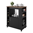 Pemberly Row Modern Wood Kitchen Beverage Cart in Black Stipple