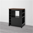 Pemberly Row Modern Wood Kitchen Beverage Cart in Black Stipple