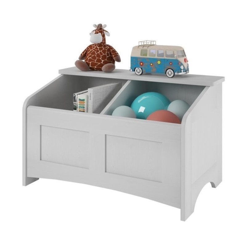 Pemberly Row Contemporary Wood Toy Chest in Federal White
