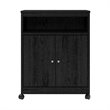 Pemberly Row Mid-Century Microwave Cart in Black Ebony Ash