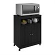 Pemberly Row Mid-Century Microwave Cart in Black Ebony Ash