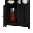 Pemberly Row Mid-Century Microwave Cart in Black Ebony Ash