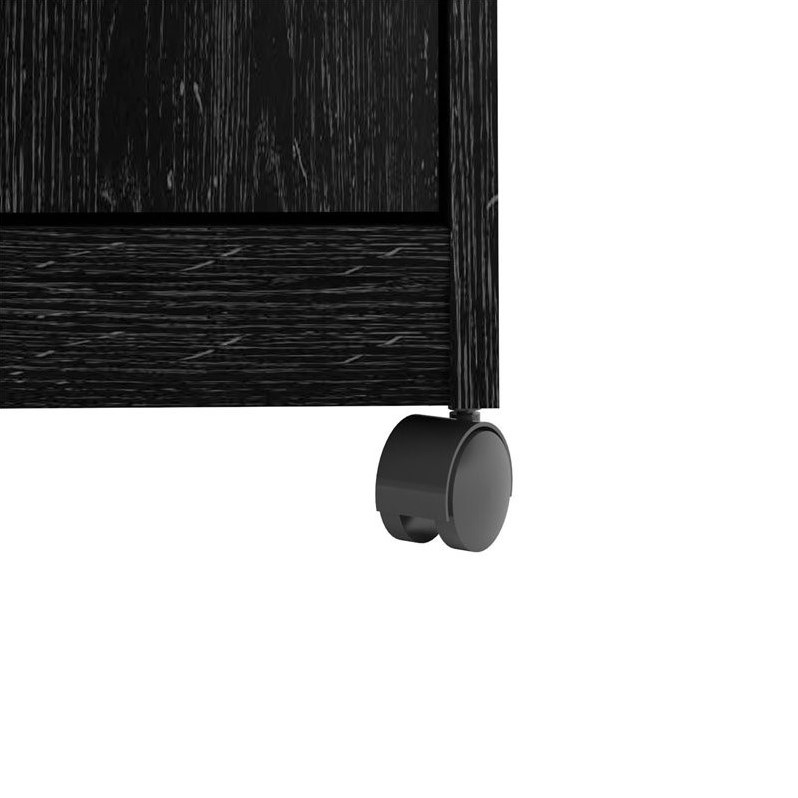 Pemberly Row Mid-Century Microwave Cart in Black Ebony Ash