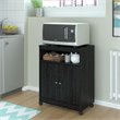 Pemberly Row Mid-Century Microwave Cart in Black Ebony Ash