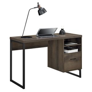 pemberly row contemporary desk in distressed brown oak finish