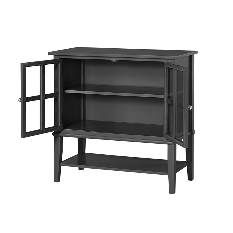 Pemberly Row 2-Door Transitional Wood Storage Cabinet in Black