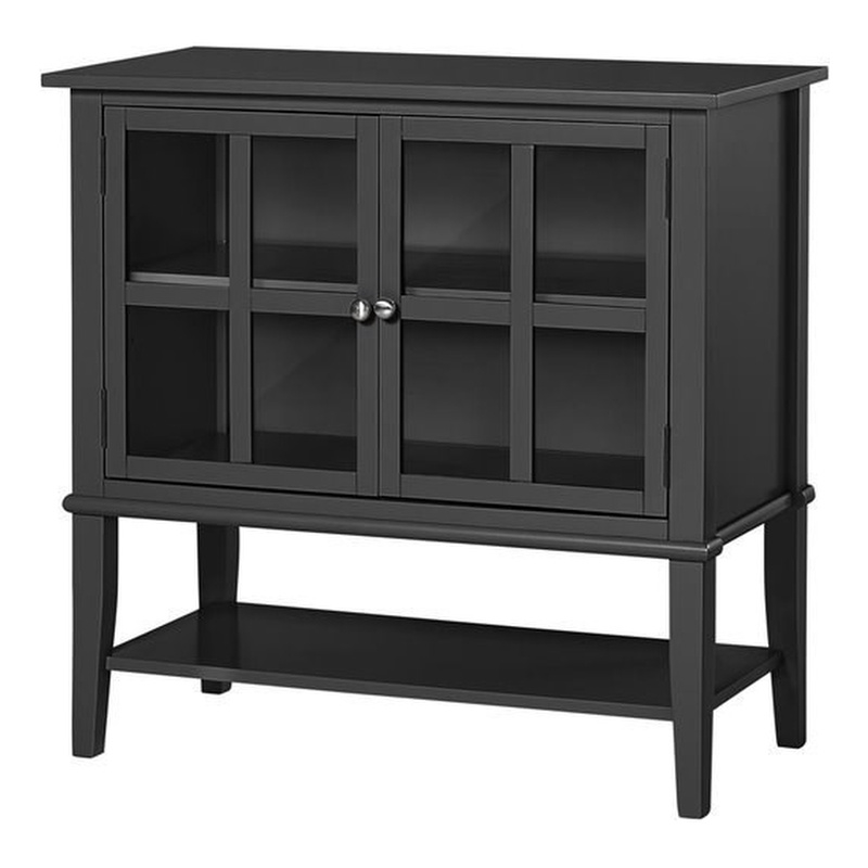 Pemberly Row 2-Door Transitional Wood Storage Cabinet in Black