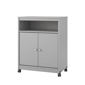 pemberly row mid-century microwave cart in dove gray finish
