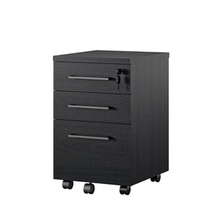 pemberly row contemporary mobile file cabinet in black oak finish
