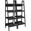 Pemberly Row Mid-Centruy 4 Shelf Ladder Bookcase Bundle in White