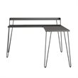 Pemberly Row Mid-Century L Desk with Riser in Espresso Finish