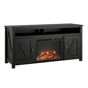 Pemberly Row Electric Fireplace TV Console up to 60&quot in Black Oak