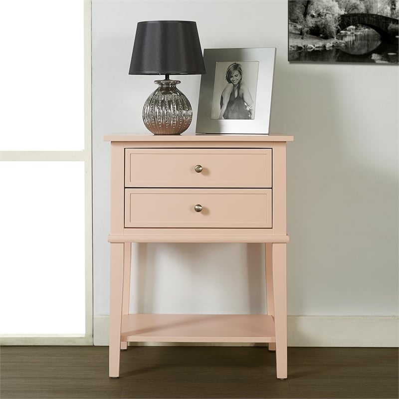 Pemberly Row Mid-Centruy Accent Table with 2 Drawers in Purple