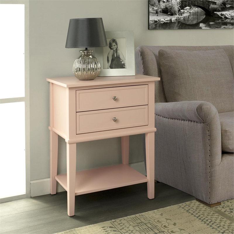 Pemberly Row Mid-Centruy Accent Table with 2 Drawers in Purple