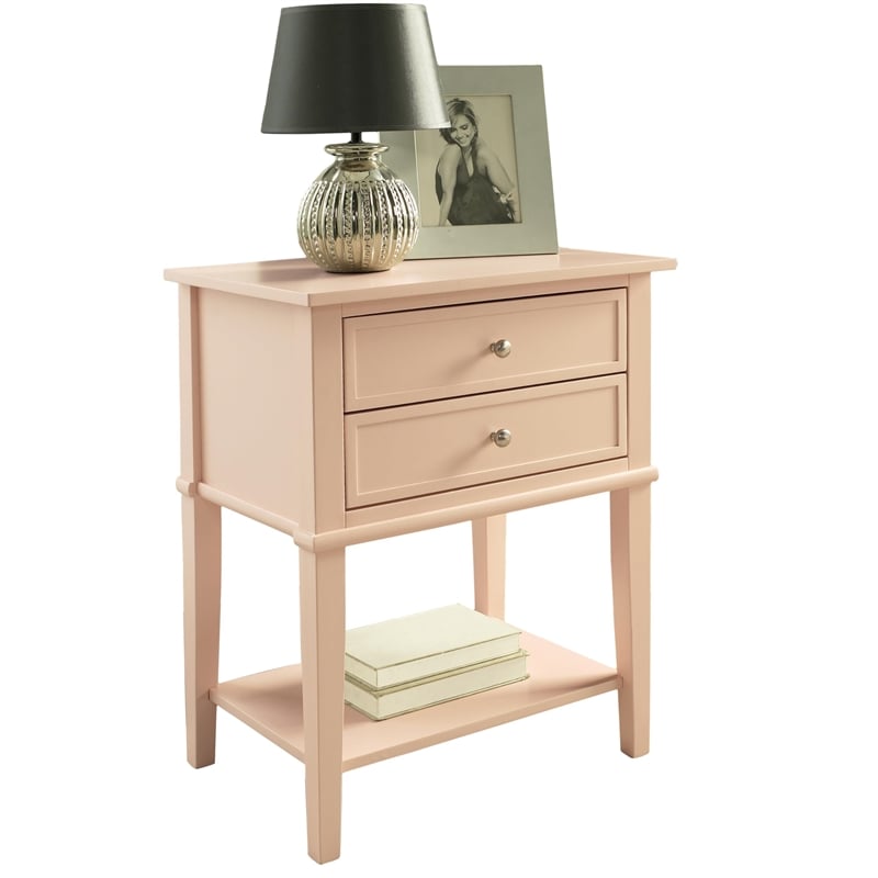 Pemberly Row Mid-Centruy Accent Table with 2 Drawers in Purple