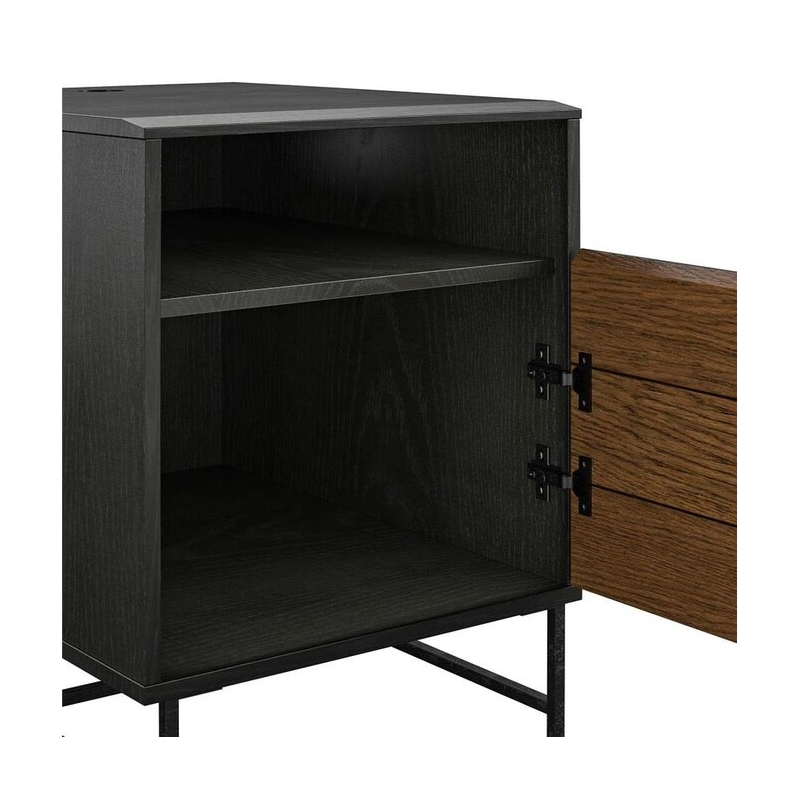 Pemberly Row Contemporary Engineered Wood End Table in Black Oak