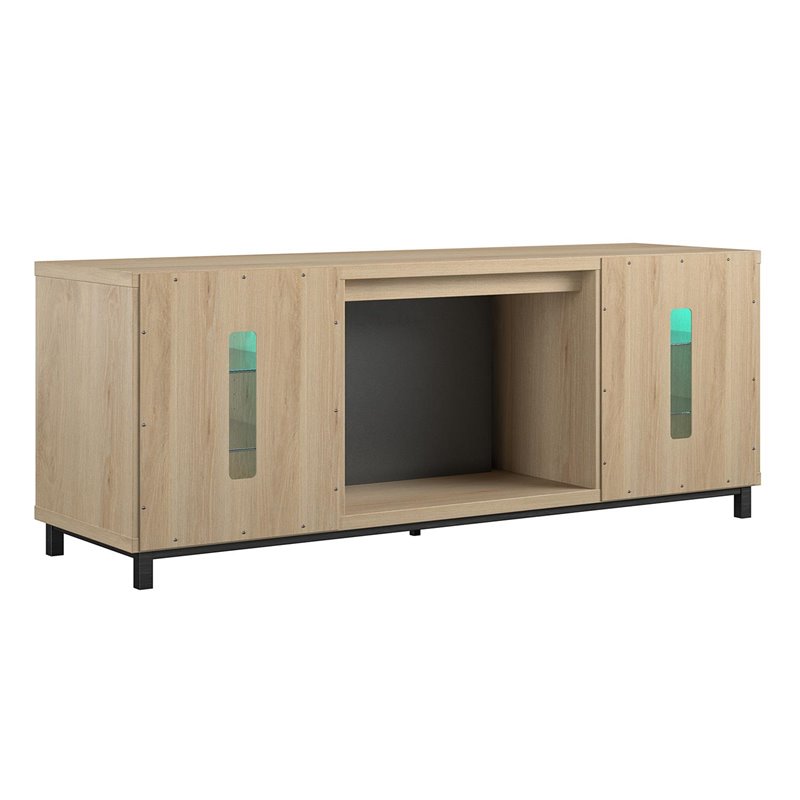 Pemberly Row Modern Wood/Glass Fireplace TV Stand for TVs up to 70