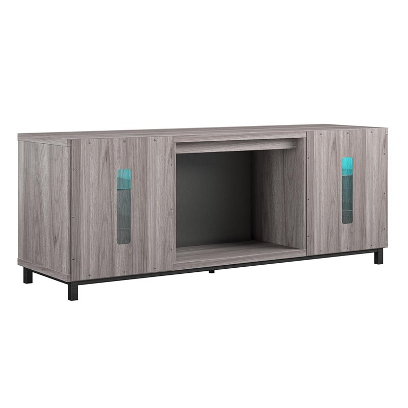 Pemberly Row Modern Wood/Glass Fireplace TV Stand for TVs up to 70
