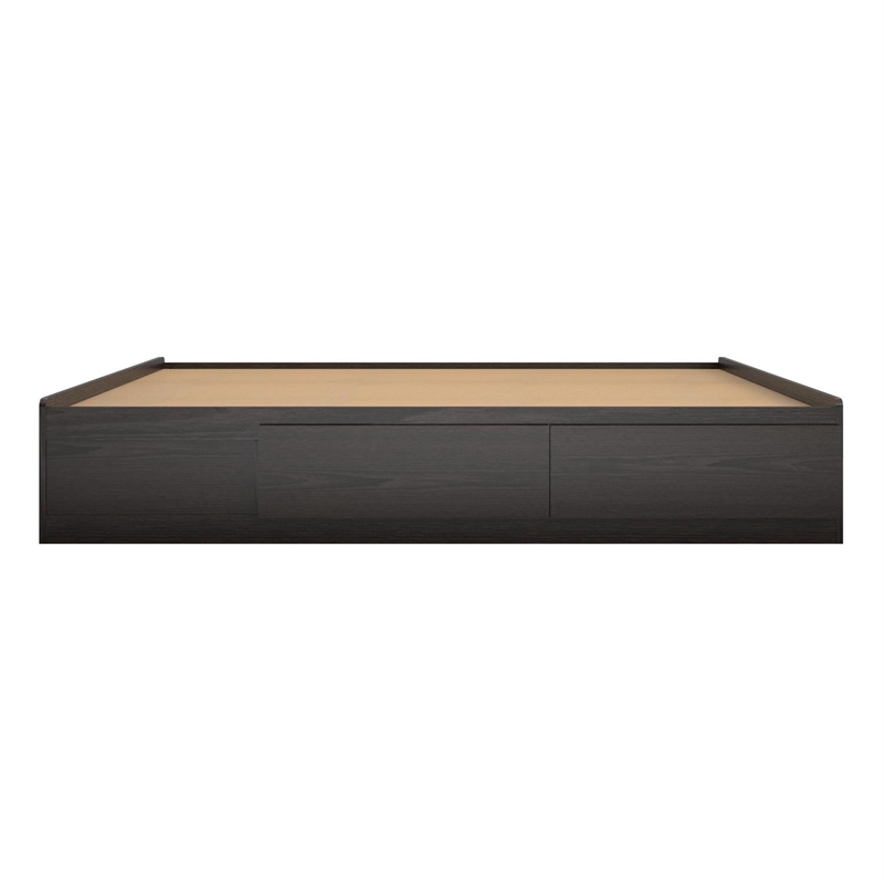 Pemberly Row Modern Engineered Wood Full Platform Bed with Drawers in Espresso