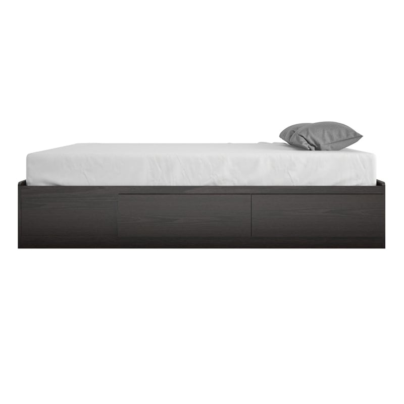 Pemberly Row Modern Engineered Wood Full Platform Bed with Drawers in Espresso