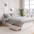 Pemberly Row Modern Wood Full Platform Bed with Drawers in Ivory Oak