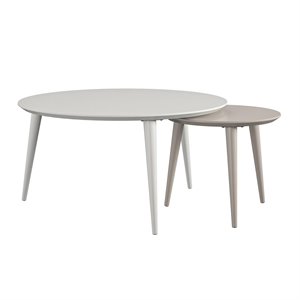 pemberly row contemporary nesting tables in taupe and white