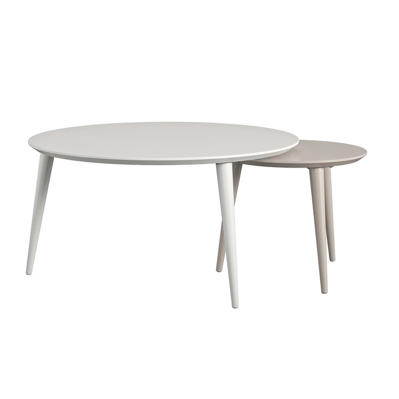 Pemberly Row Contemporary Nesting Tables in Taupe and White