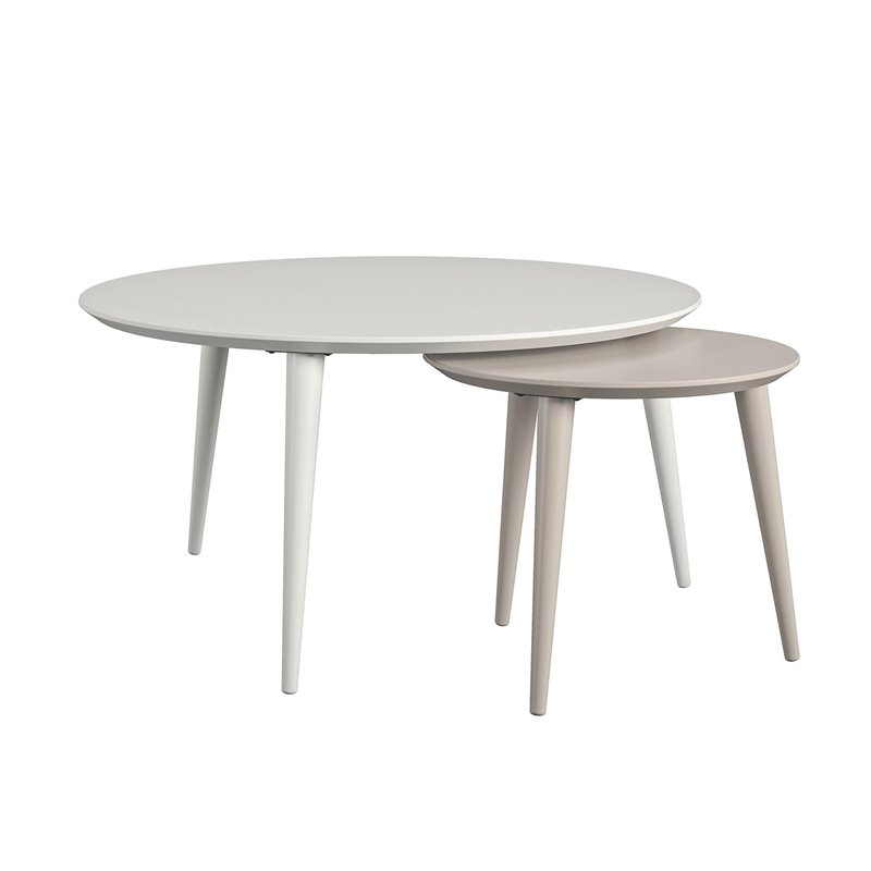 Pemberly Row Contemporary Nesting Tables in Taupe and White