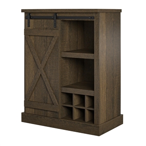 pemberly row contemporary bar cabinet in brown oak finish