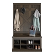 Pemberly Row Modern Entryway Bench with Hall Tree in Brown Oak