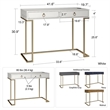 Pemberly Row Contemporary Wood/Metal Computer Desk in Graphite Gray/Gold