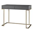 Pemberly Row Contemporary Wood/Metal Computer Desk in Graphite Gray/Gold