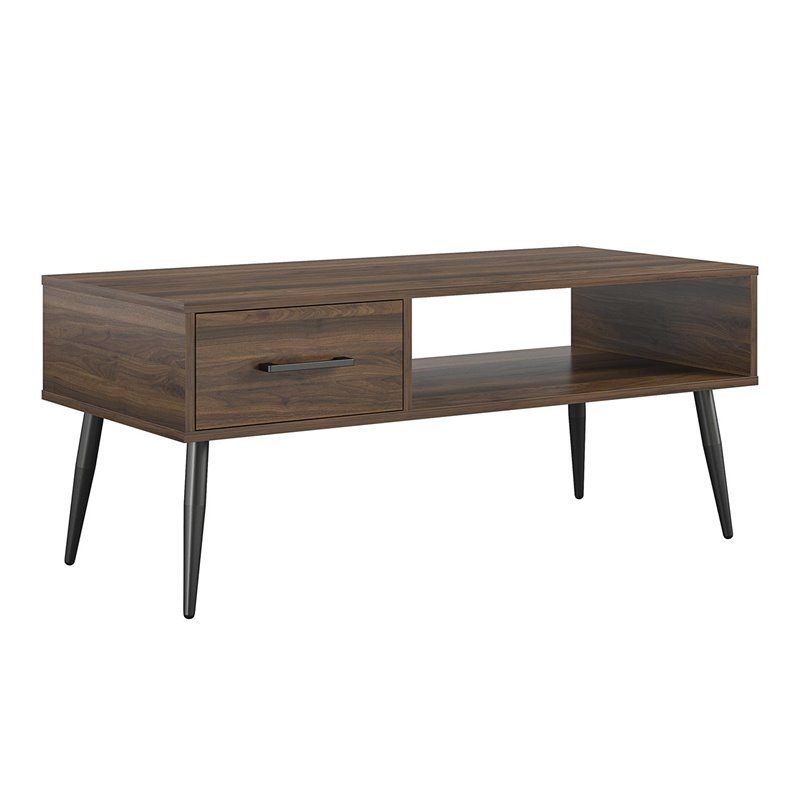 Pemberly Row Contemporary Coffee Table in Walnut Finish