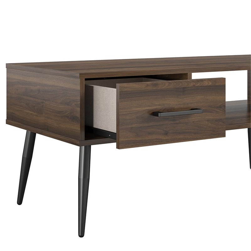Pemberly Row Contemporary Coffee Table in Walnut Finish