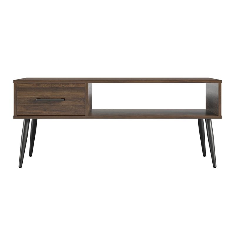 Pemberly Row Contemporary Coffee Table in Walnut Finish