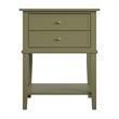 Pemberly Row Modern Accent Table with 2 Drawers in Olive Green