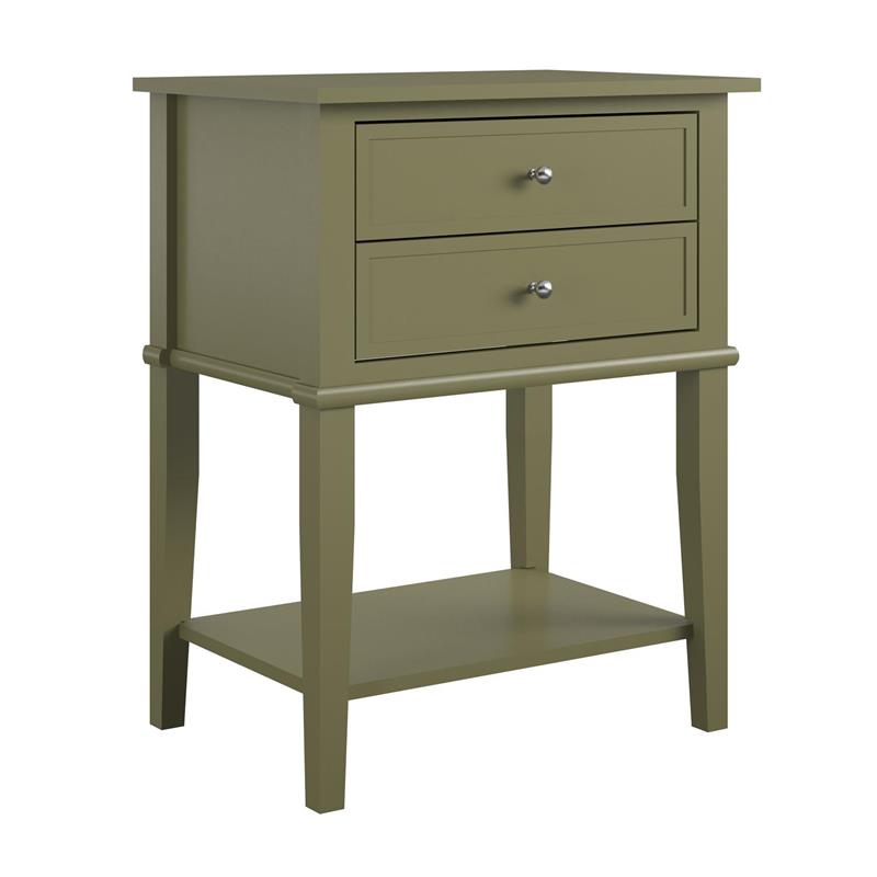Pemberly Row Modern Accent Table with 2 Drawers in Olive Green