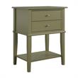 Pemberly Row Modern Accent Table with 2 Drawers in Olive Green