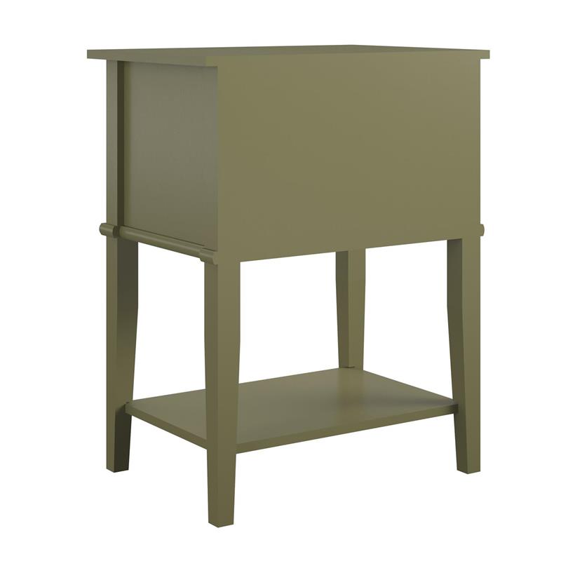 Pemberly Row Modern Accent Table with 2 Drawers in Olive Green