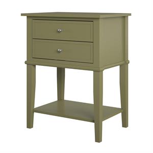 Pemberly Row Modern Accent Table with 2 Drawers in Olive Green