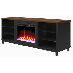 Pemberly Row Modern Fireplace TV Stand for TVs up to 70&quot in Black