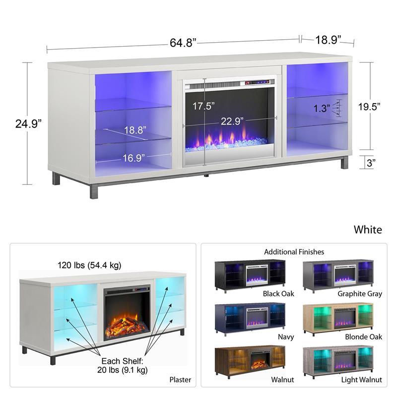 Pemberly Row Modern Fireplace TV Stand for TVs up to 70