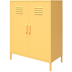 pemberly row modern 2 door metal locker storage cabinet in yellow
