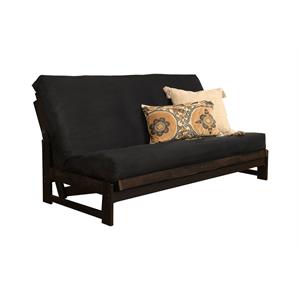 pemberly row contemporary full-size futon cover in suede black fabric