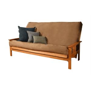 pemberly row contemporary queen-size futon cover in suede peat fabric