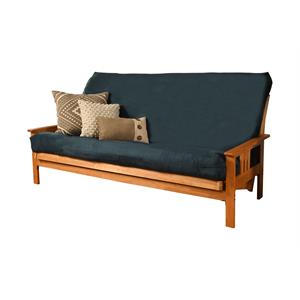 pemberly row contemporary queen-size futon cover in suede navy fabric