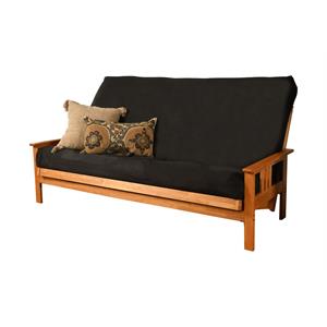 pemberly row contemporary queen-size futon cover in suede black fabric
