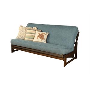 pemberly row full-size futon cover in linen aqua blue fabric